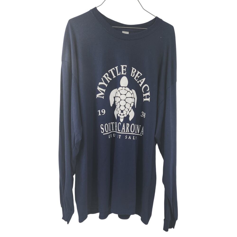 Myrtle Beach Navy Blue Turtle Long Sleeve Top Womens Size 2X